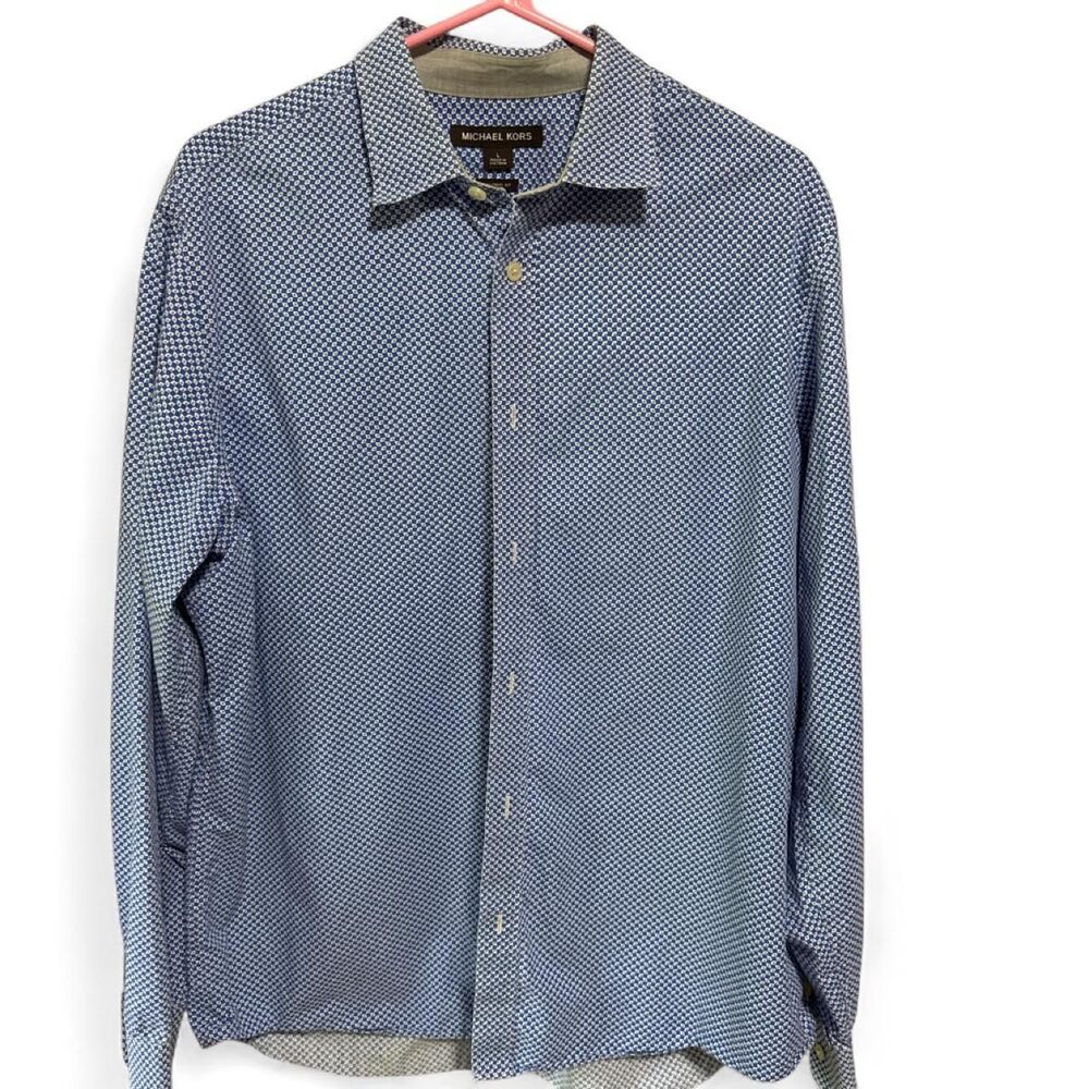 Michael Kors Men's Blue Button Down Dress Shirt